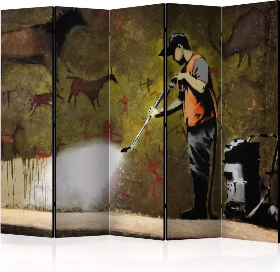 Artgeist Kamerscherm Scheidingswand Vouwscherm Banksy Cave Painting II [Room Dividers] 225x172 Vouwscherm