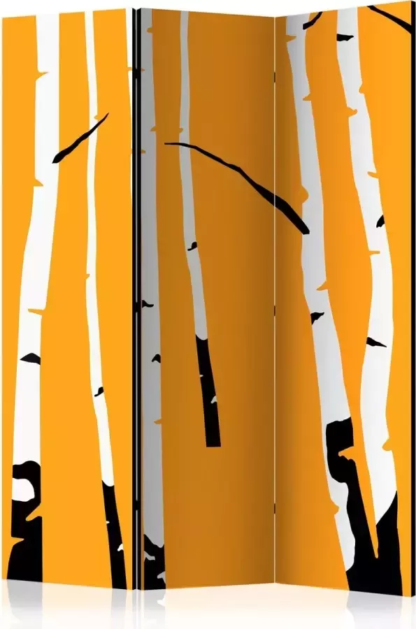Artgeist Kamerscherm Scheidingswand Vouwscherm Birches on the orange background [Room Dividers] 135x172 Vouwscherm