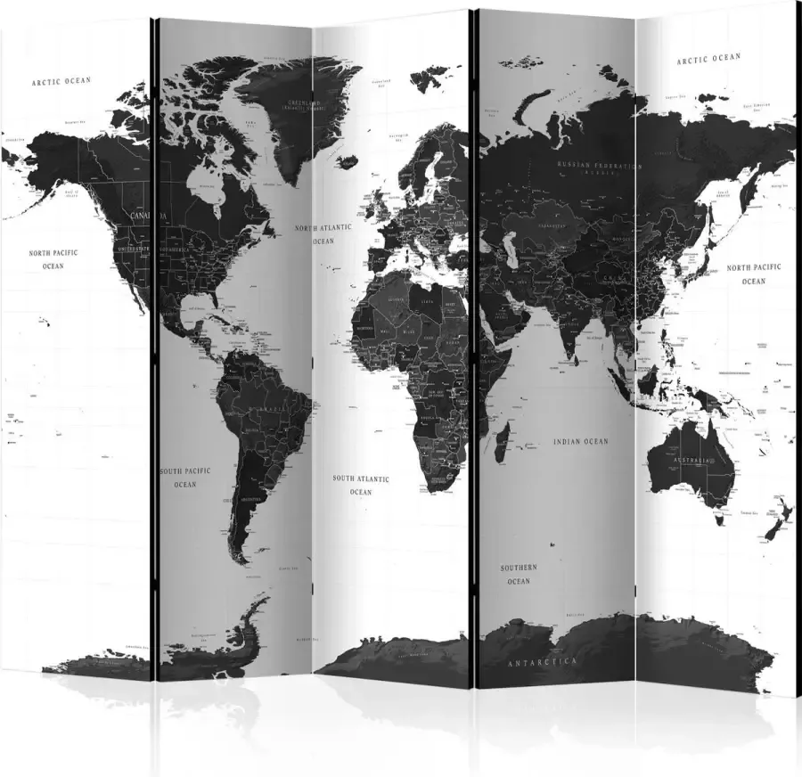 Artgeist Kamerscherm Scheidingswand Vouwscherm Black and White Map II [Room Dividers] 225x172 Vouwscherm