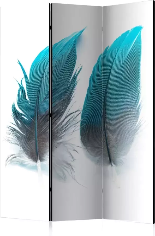 Artgeist Kamerscherm Scheidingswand Vouwscherm Blue Feathers [Room Dividers] 135x172 Vouwscherm