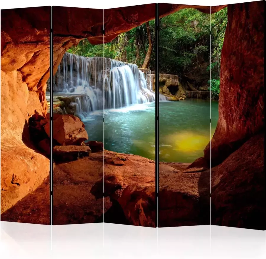 Artgeist Kamerscherm Scheidingswand Vouwscherm Cave: Forest Waterfall II [Room Dividers] 225x172 Vouwscherm