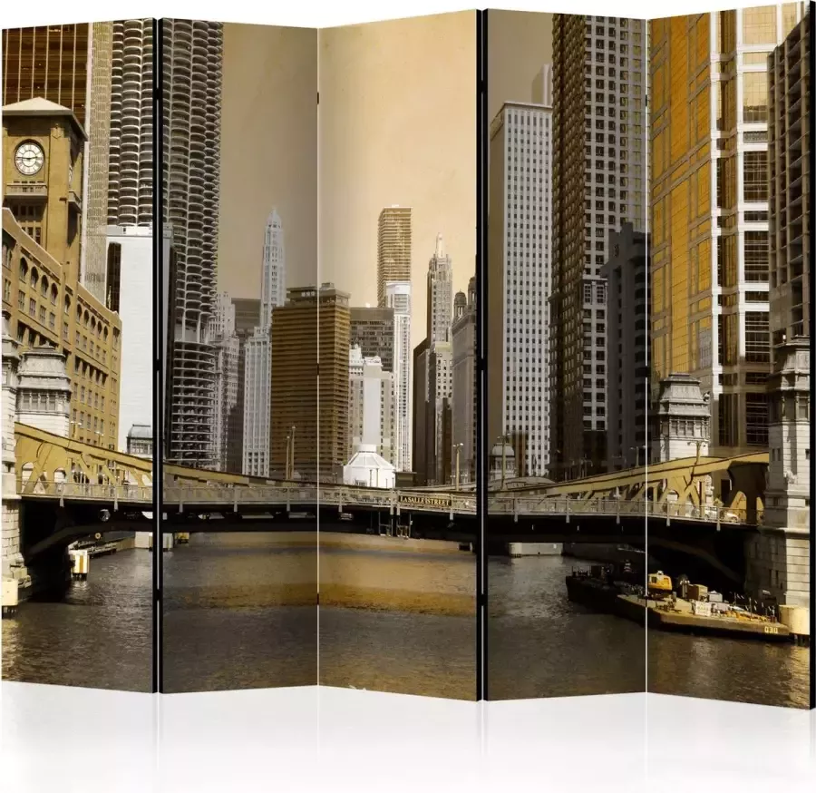 Artgeist Kamerscherm Scheidingswand Vouwscherm Chicago's bridge (vintage effect) II [Room Dividers] 225x172 Vouwscherm