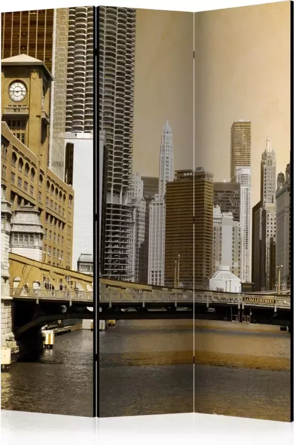Artgeist Kamerscherm Scheidingswand Vouwscherm Chicago's bridge (vintage effect) [Room Dividers] 135x172 Vouwscherm