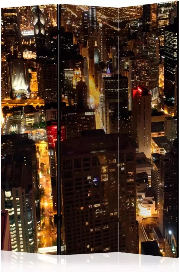 Artgeist Kamerscherm Scheidingswand Vouwscherm City by night Chicago USA [Room Dividers] 135x172 Vouwscherm