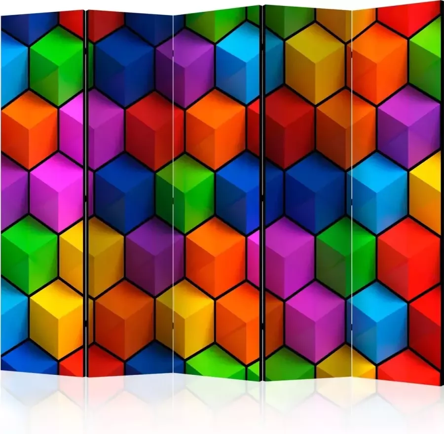 Artgeist Kamerscherm Scheidingswand Vouwscherm Colorful Geometric Boxes II [Room Dividers] 225x172 Vouwscherm