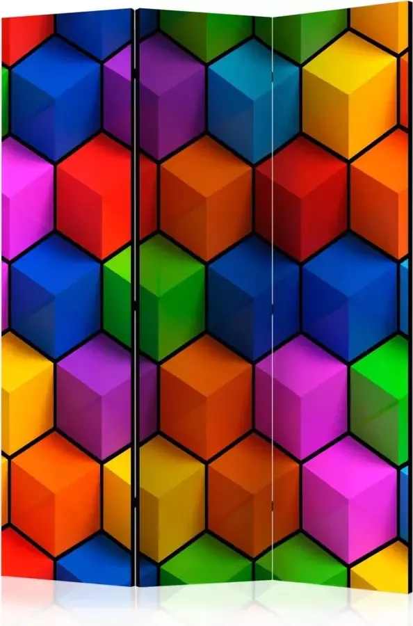 Artgeist Kamerscherm Scheidingswand Vouwscherm Colorful Geometric Boxes [Room Dividers] 135x172 Vouwscherm