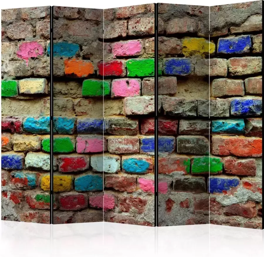 Artgeist Kamerscherm Scheidingswand Vouwscherm Colourful Bricks II [Room Dividers] 225x172 Vouwscherm