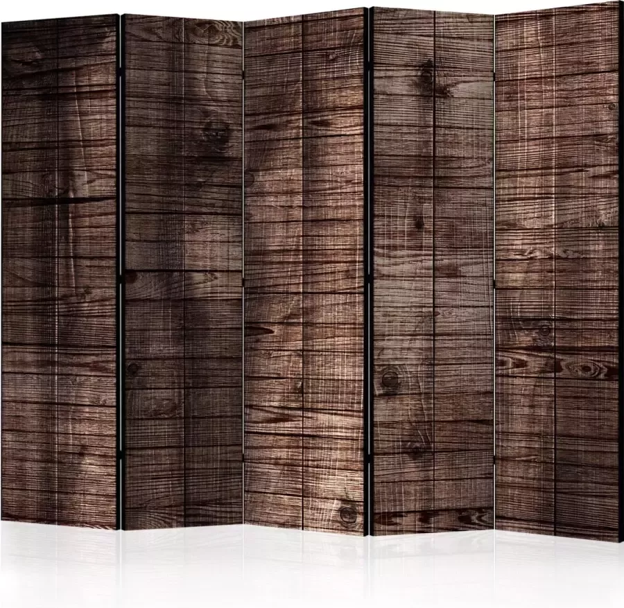 Artgeist Kamerscherm Scheidingswand Vouwscherm Dark Brown Boards II [Room Dividers] 225x172 Vouwscherm