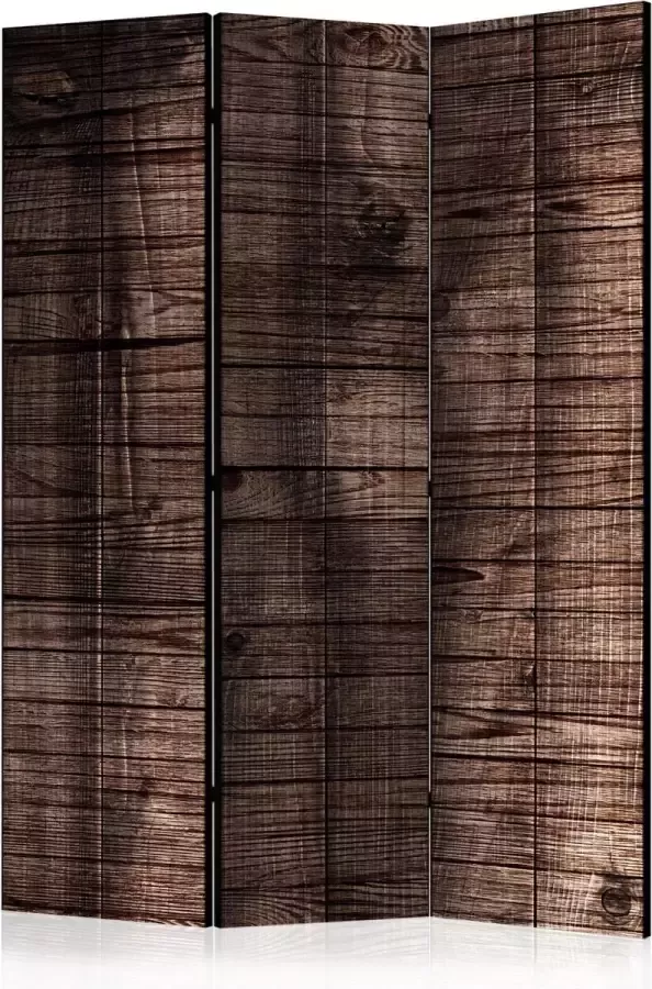 Artgeist Kamerscherm Scheidingswand Vouwscherm Dark Brown Boards [Room Dividers] 135x172 Vouwscherm