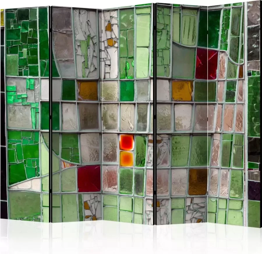 Artgeist Kamerscherm Scheidingswand Vouwscherm Emerald Stained Glass II [Room Dividers] 225x172 Vouwscherm