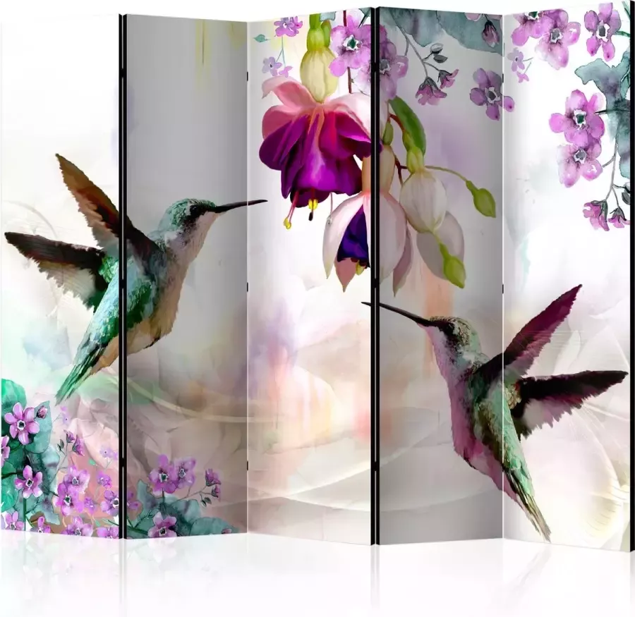Artgeist Kamerscherm Scheidingswand Vouwscherm Hummingbirds and Flowers II [Room Dividers] 225x172 Vouwscherm