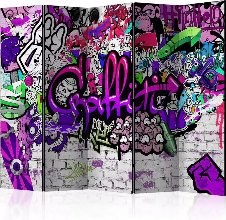 Artgeist Kamerscherm Scheidingswand Vouwscherm Purple Graffiti [Room Dividers] 225x172 Vouwscherm