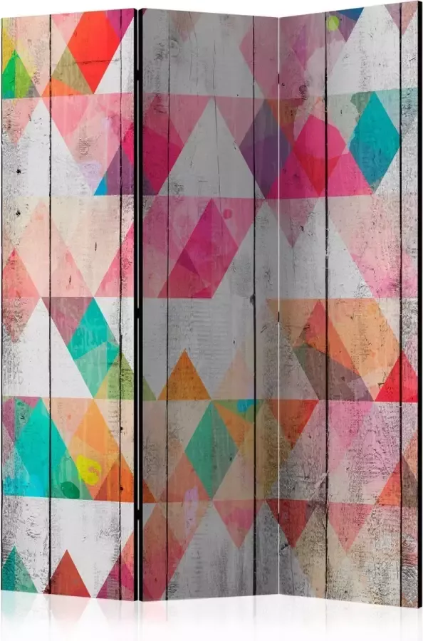Artgeist Kamerscherm Scheidingswand Vouwscherm Rainbow Triangles [Room Dividers] 135x172 Vouwscherm