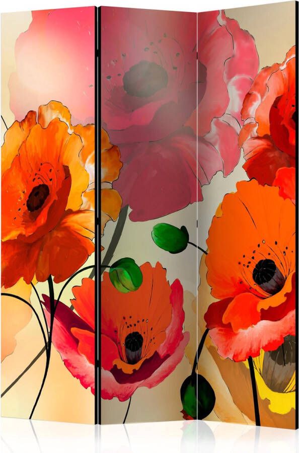 Artgeist Kamerscherm Scheidingswand Vouwscherm Velvet Poppies [Room Dividers] 135x172 Vouwscherm