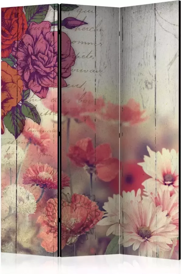 Artgeist Kamerscherm Scheidingswand Vouwscherm Vintage Flowers [Room Dividers] 135x172 Vouwscherm