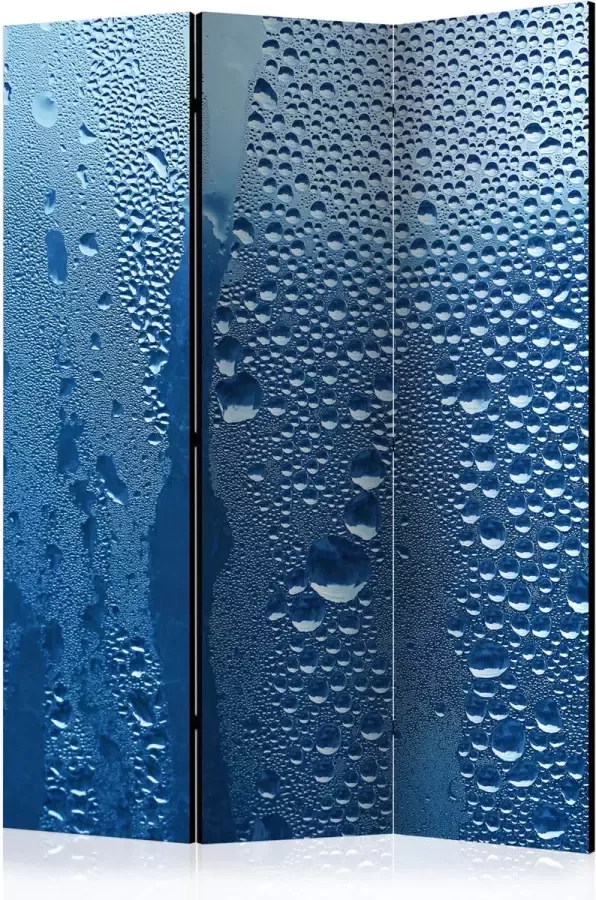 Artgeist Kamerscherm Scheidingswand Vouwscherm Water drops on blue glass [Room Dividers] 135x172 Vouwscherm