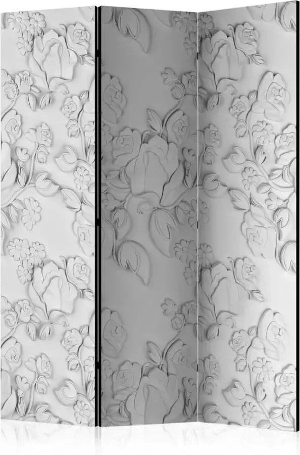 Artgeist Kamerscherm Scheidingswand Vouwscherm White ornament: roses [Room Dividers] 135x172 Vouwscherm