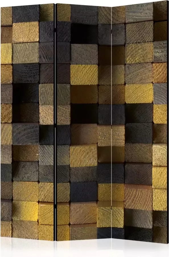 Artgeist Kamerscherm Scheidingswand Vouwscherm Wooden cubes [Room Dividers] 135x172 Vouwscherm