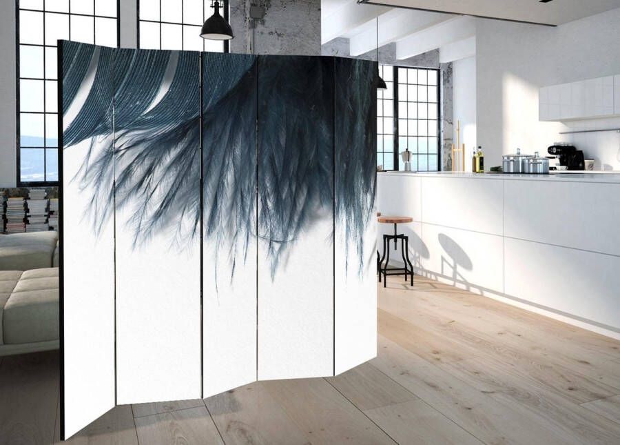 Artgeist Vouwscherm Dark Blue Feather II [Room Dividers]