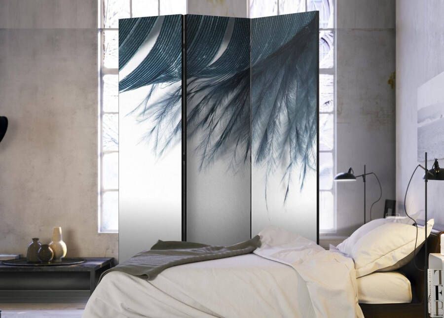 Artgeist Vouwscherm Dark Blue Feather [Room Dividers]