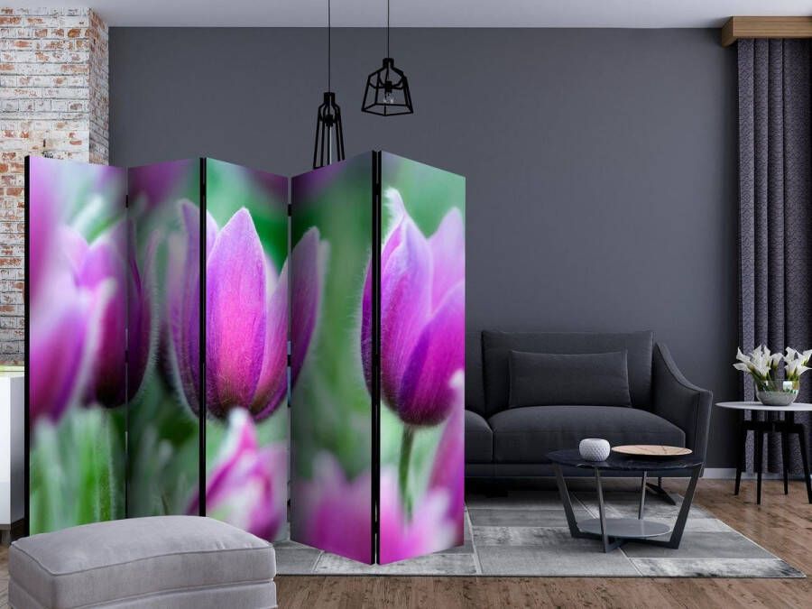 Artgeist Vouwscherm Purple spring tulips II [Room Dividers]