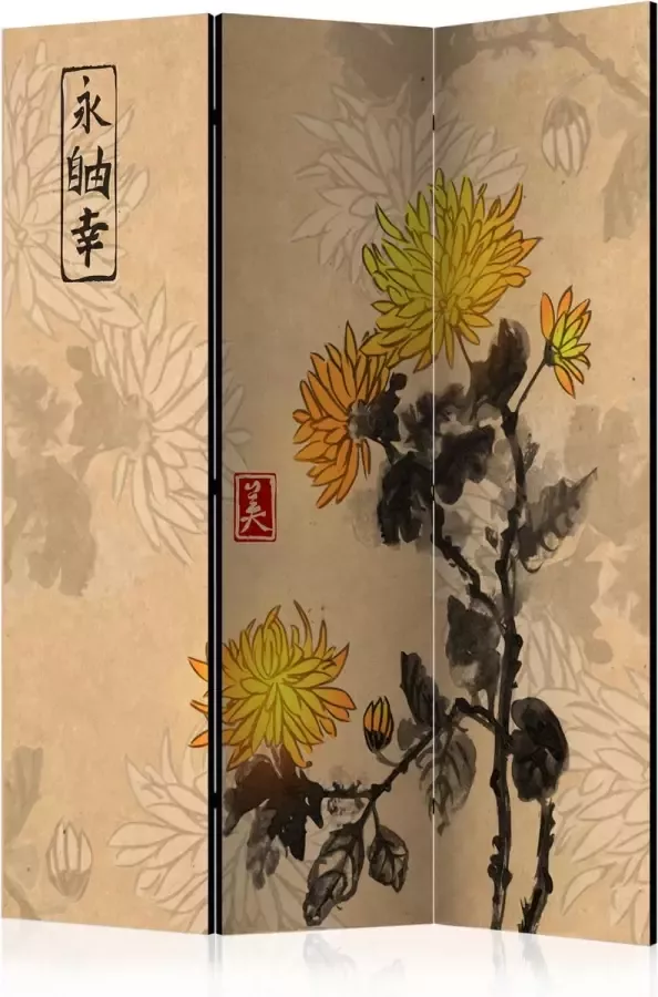 Artgeist Walljar Vouwscherm Chrysanthemums [Room Dividers]
