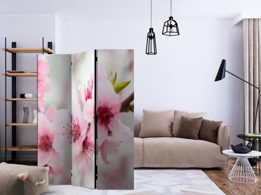 Artgeist Walljar Vouwscherm Spring blooming tree pink flowers [Room Dividers]