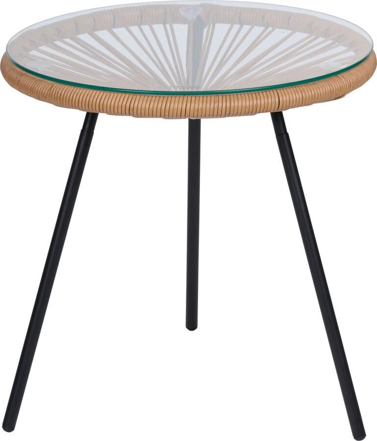 Arti casa Bijzettafel Acapulco Salontafel met Glasblad en Metaal Bijzettafeltje voor Woonkamer Ø45 x 45 cm Modern Design