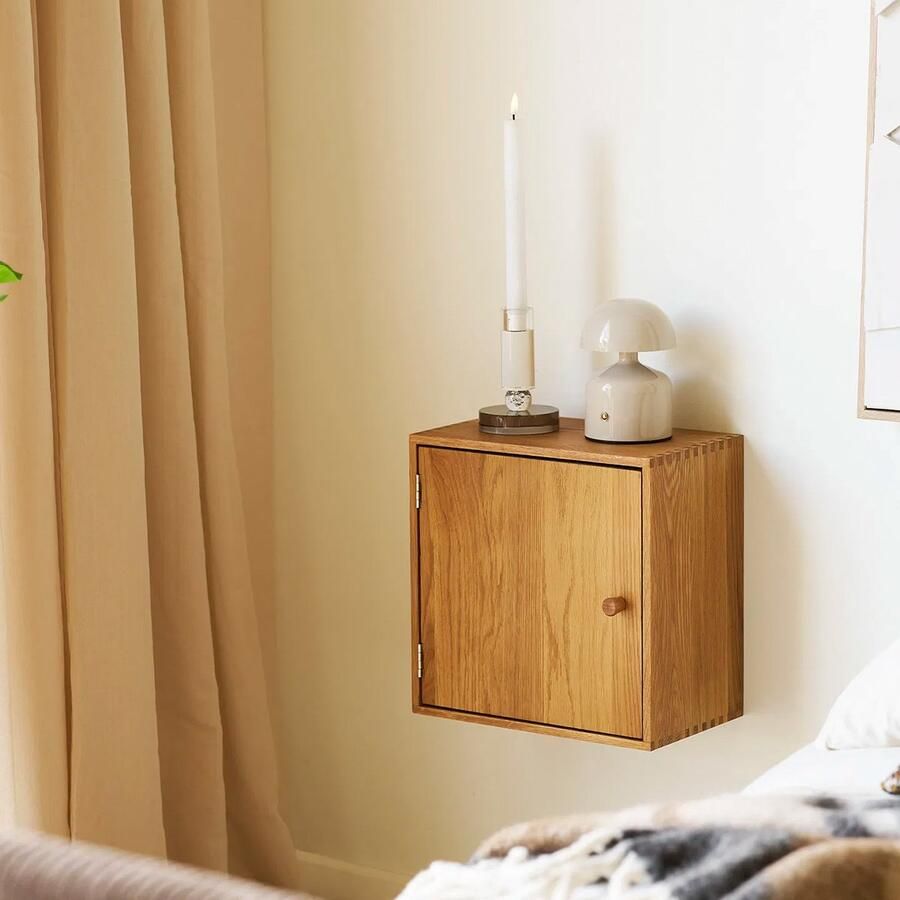 Artichok Abigail Eikenhouten Wandkast Naturel Met Deur Vierkant Aan Muur Decoratie Woonkamer Hal Slaapkamer