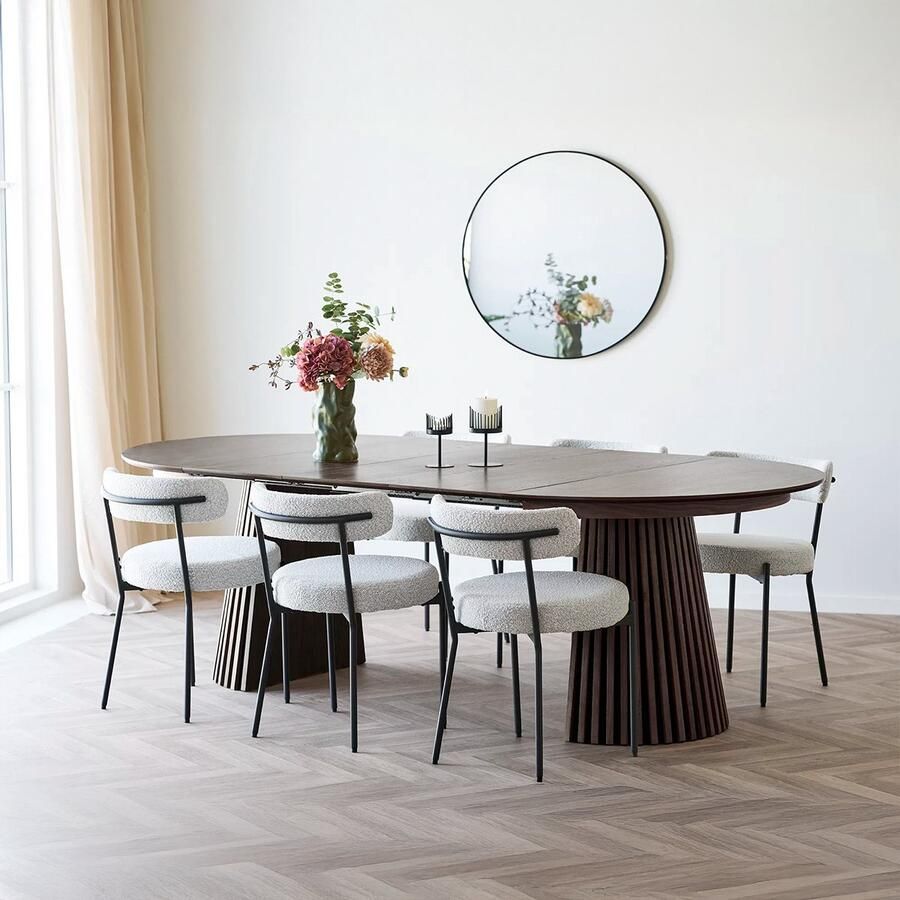 Artichok Alko Uitschuifbare Houten Eettafel Walnoot Rond Ovaal Scandinavisch Lange Verlengbare 120 tot 240 x 75 cm