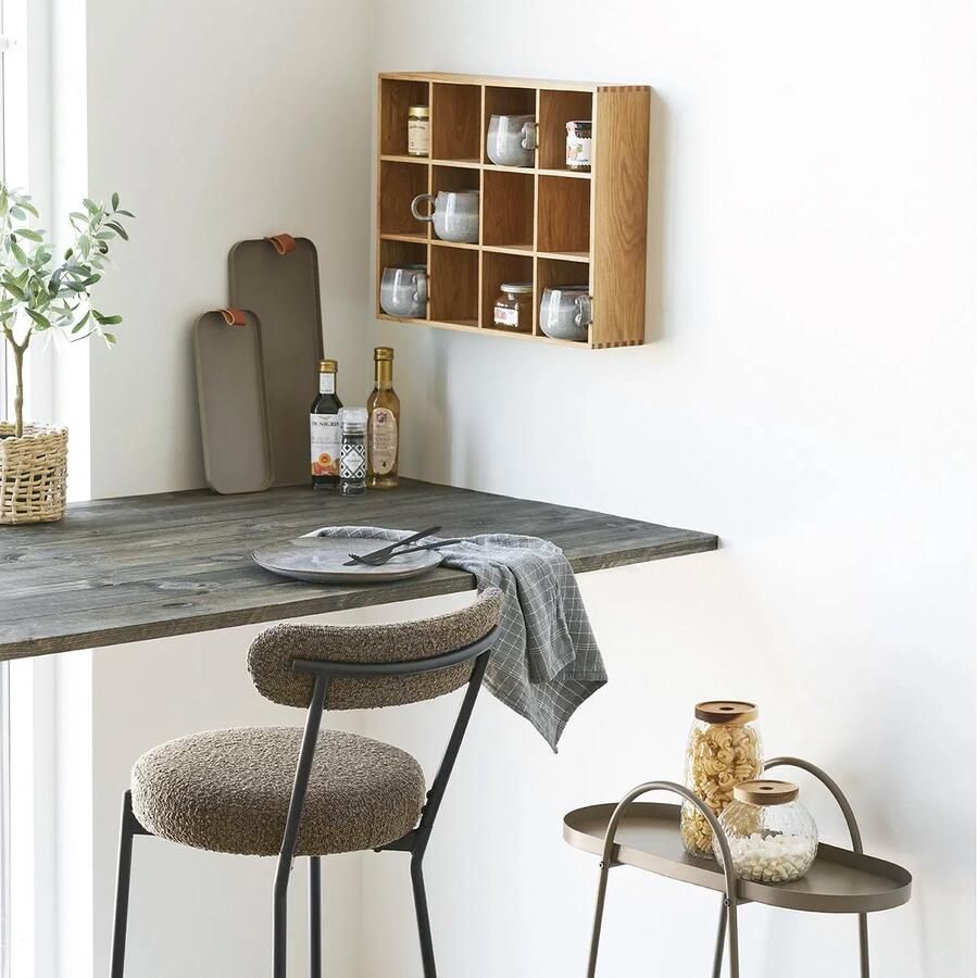 Artichok Boet Eikenhouten Wandplank 12 Vakken Zwevend Wand decoratie Woonkamer Hal Slaapkamer Lichtbruin 39 x 51 cm