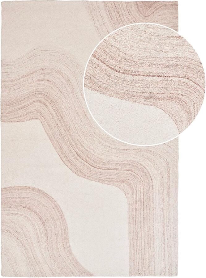 Artichok Caren Vloerkleed Hoogpolig Tapijt Groot Woonkamer Zacht Beige 230 x 160 cm