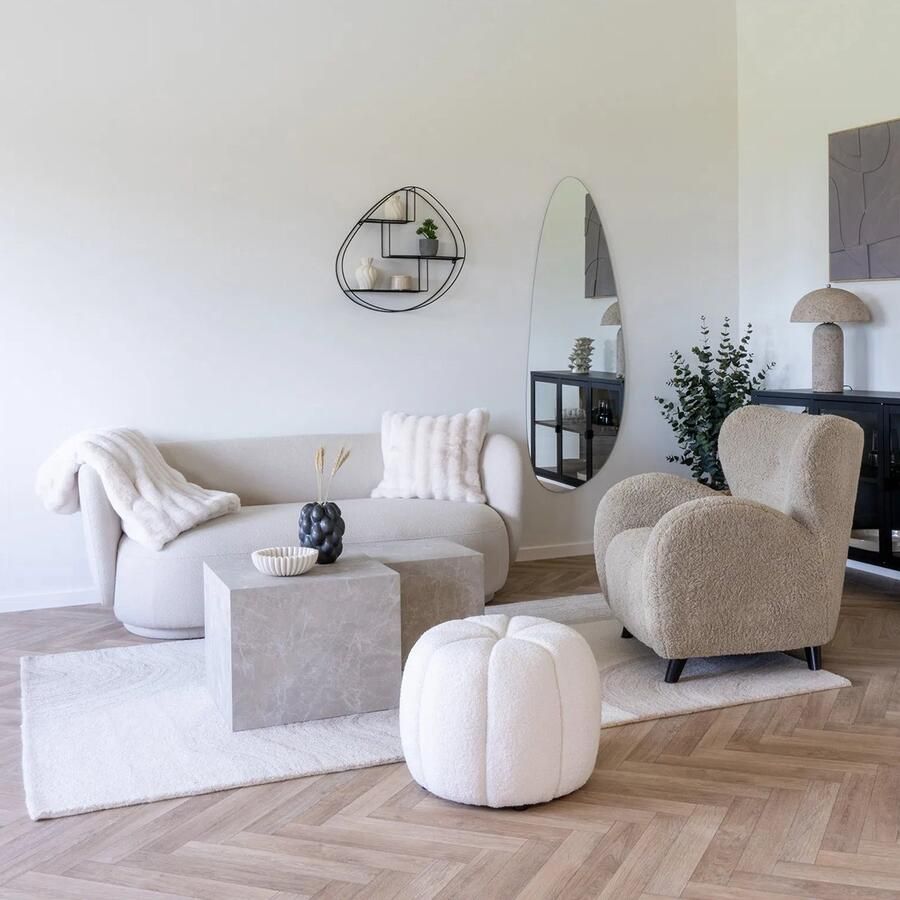 Artichok Caren Vloerkleed Hoogpolig Tapijt Groot Woonkamer Zacht Beige 230 x 200 cm