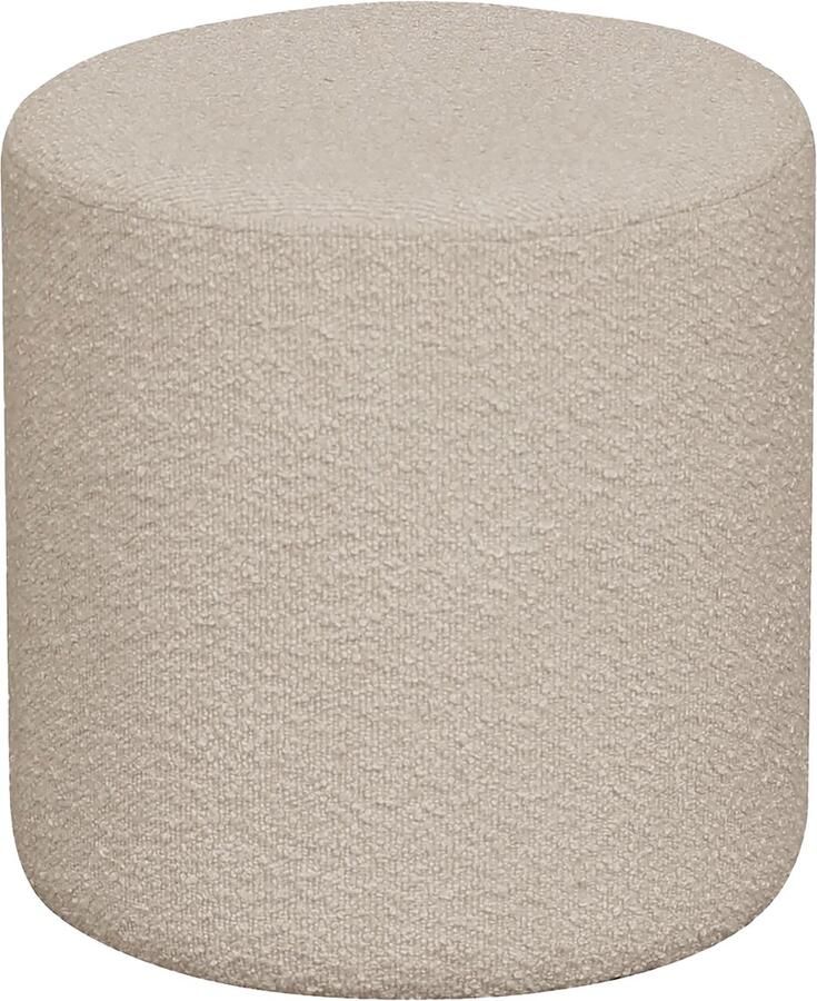 Artichok Jip Poef Beige Bouclé Ronde Poef Voetenbankje Ronde Bijzettafel Ø 34 x 36 cm