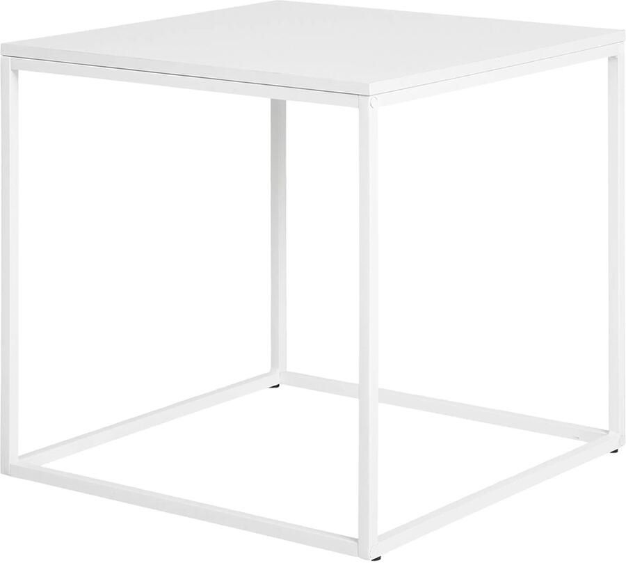 Artichok Karen Houten Bijzettafel Wit Vierkant Kleine Salontafel Metaal met Hout Tafeltje Industrieel 45 x 45 x 45 cm
