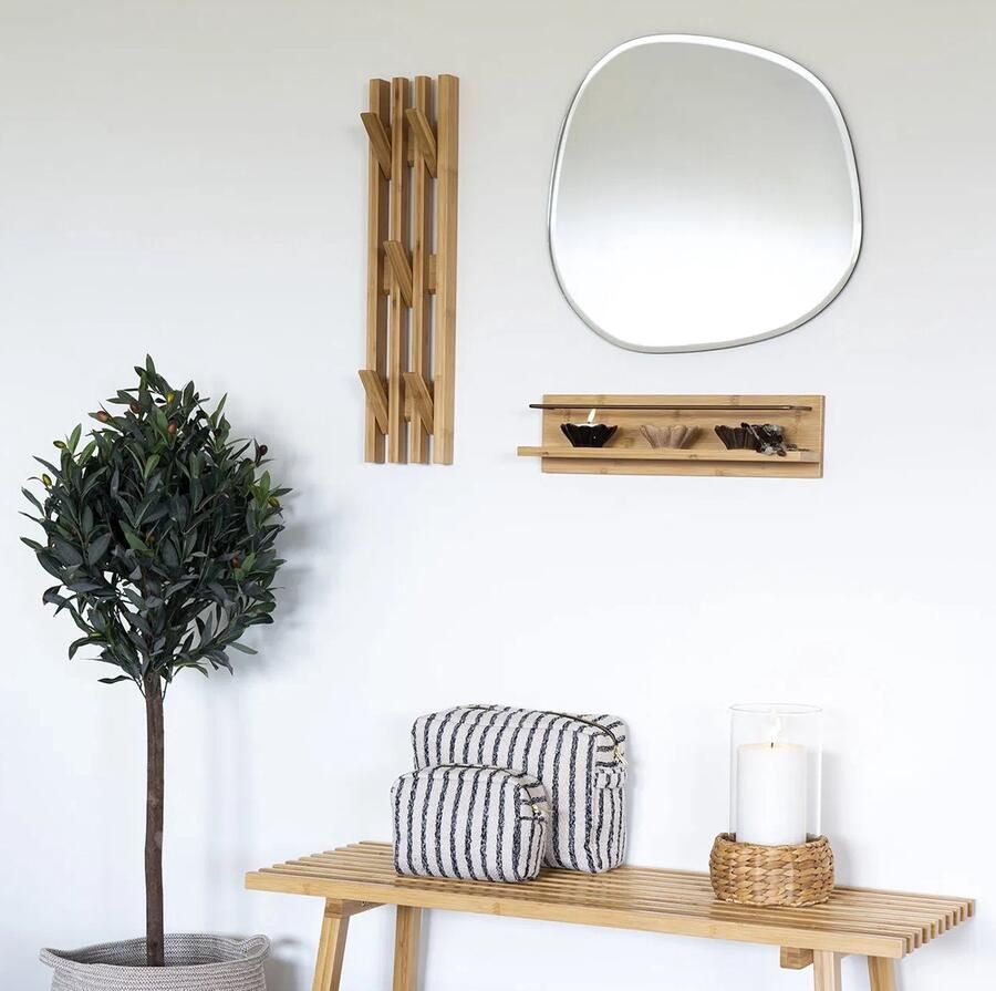 Artichok Rijk Wandkapstok Bamboe Hout Met 5 Haken Kapstok Hal Landelijk Muurkapstok