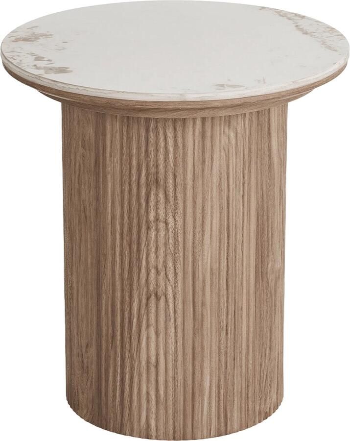 Artichok Ronda Bijzettafel Met Keramiek Blad Bruin Woonkamer Scandinavisch Smal Ø 45 cm - Foto 2