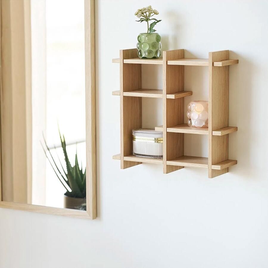 Artichok Sien Houten Wandkast Naturel Vierkant Decoratie Woonkamer Hal Slaapkamer 40 x 40 cm