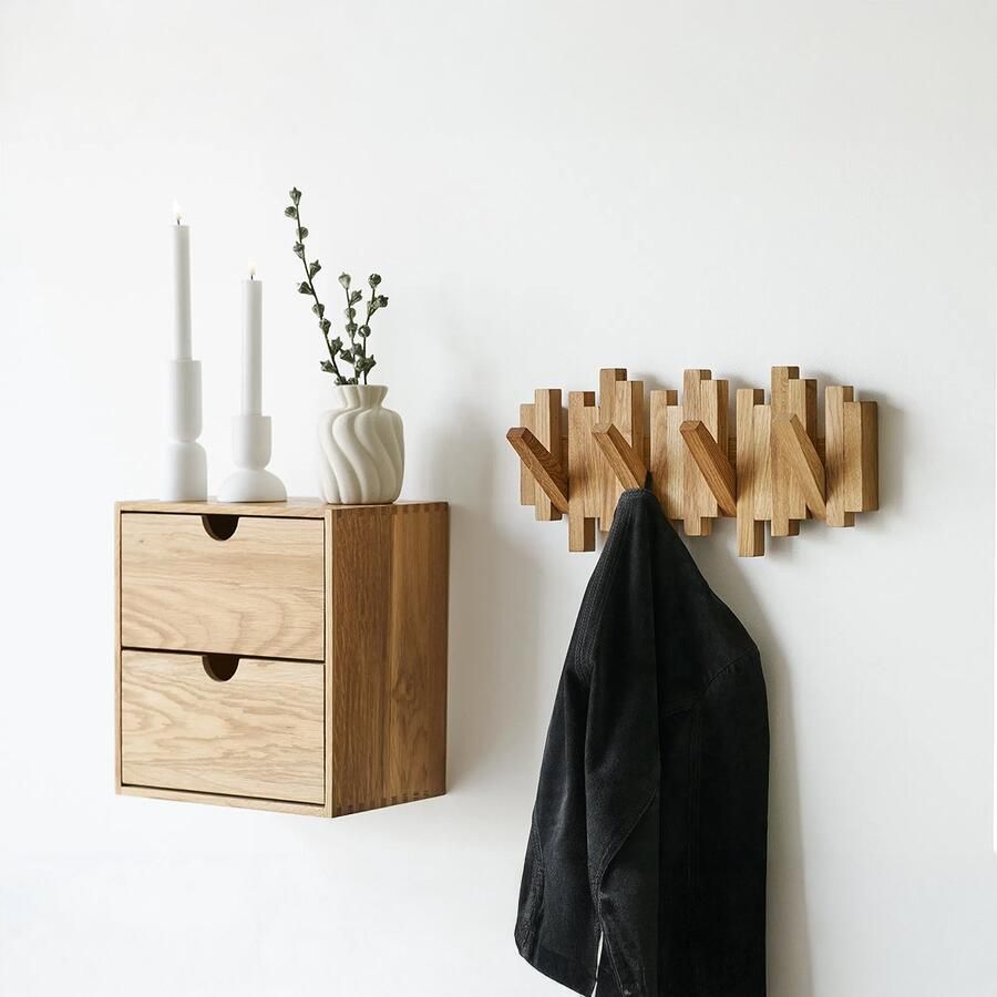 Artichok Sophie Houten Kapstok Naturel Eiken Wandkapstok Inklapbare Haken Hal