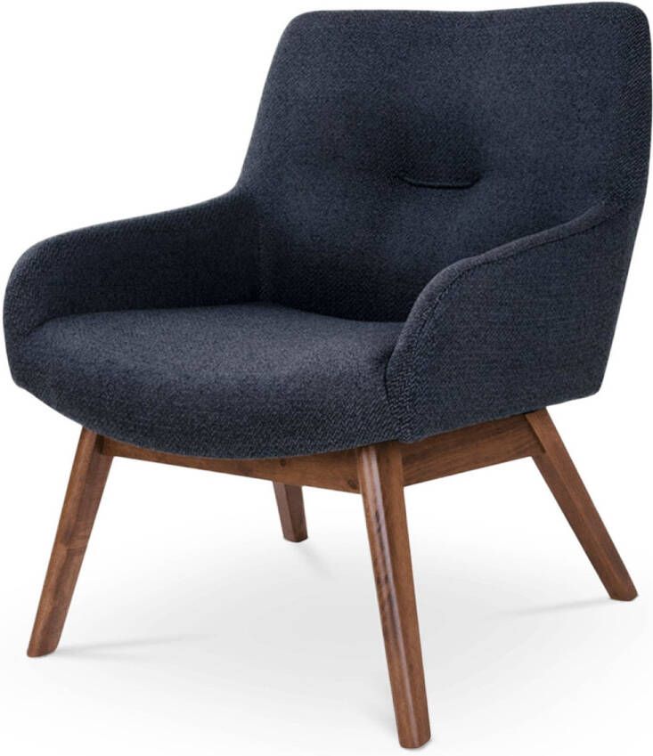 Artichok Jurre fauteuil donkergrijs walnoot houten onderstel antraciet lounge stoel zachte stof gestoffeerd
