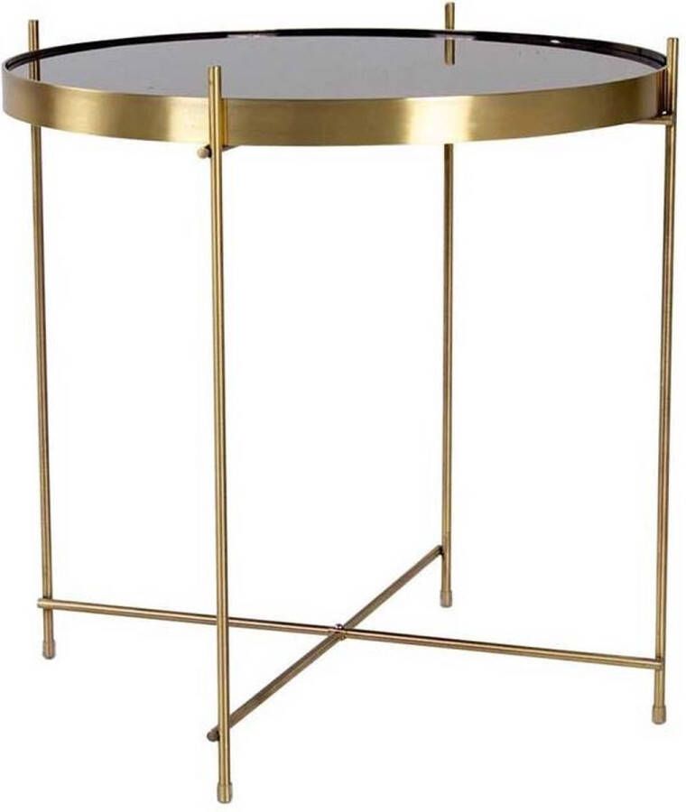 Artichok Liliana Bijzettfel Brons Rond Tafelblad van Glas Metalen Poten Rond Tafeltje Modern Ø 48 x 48 cm