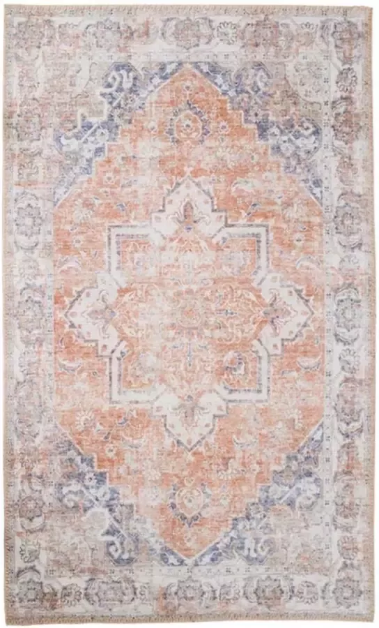 Artichok Valerie Vloerkleed Oranje Vintage Look Gekleurd Groot Kleed Woonkamer en Slaapkamer Boho 300 x 200 cm