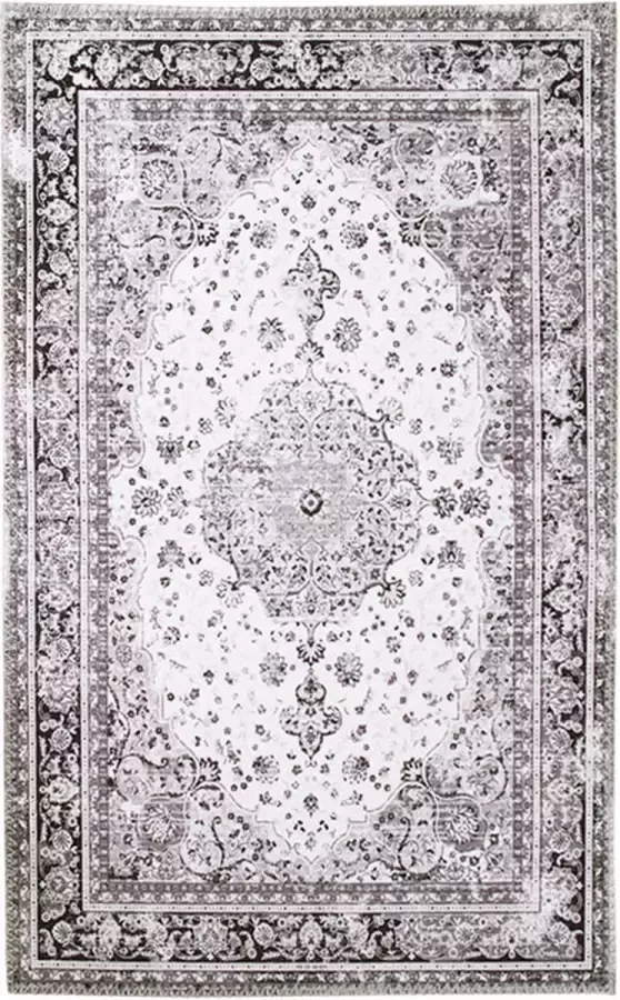 Artichok Valerie Vloerkleed Zwart Vintage Look Zwart Wit Kleed Woonkamer en Slaapkamer Boho 230 x 160 cm