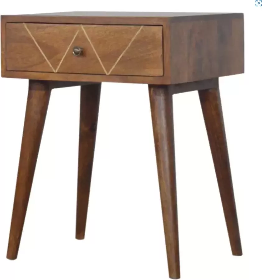 Artisan Furniture Nachtkastje met 1 lade en messing inleg