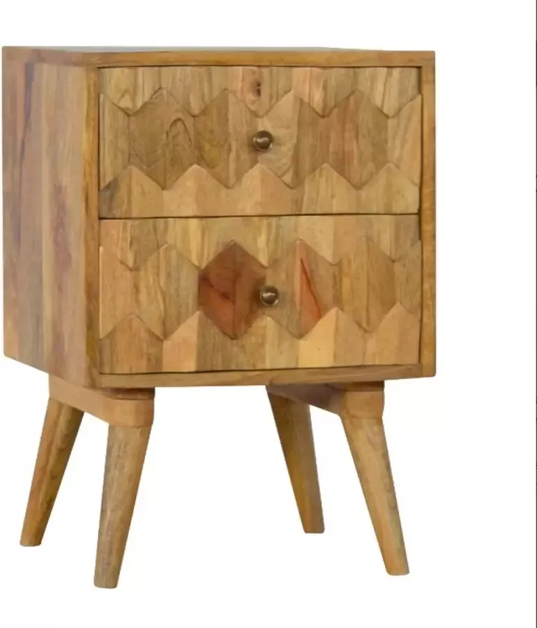 Artisan Furniture Nachtkastje 'Pineapple IN270' Mangohout Eiken look 2 lades 45x35x58 cm