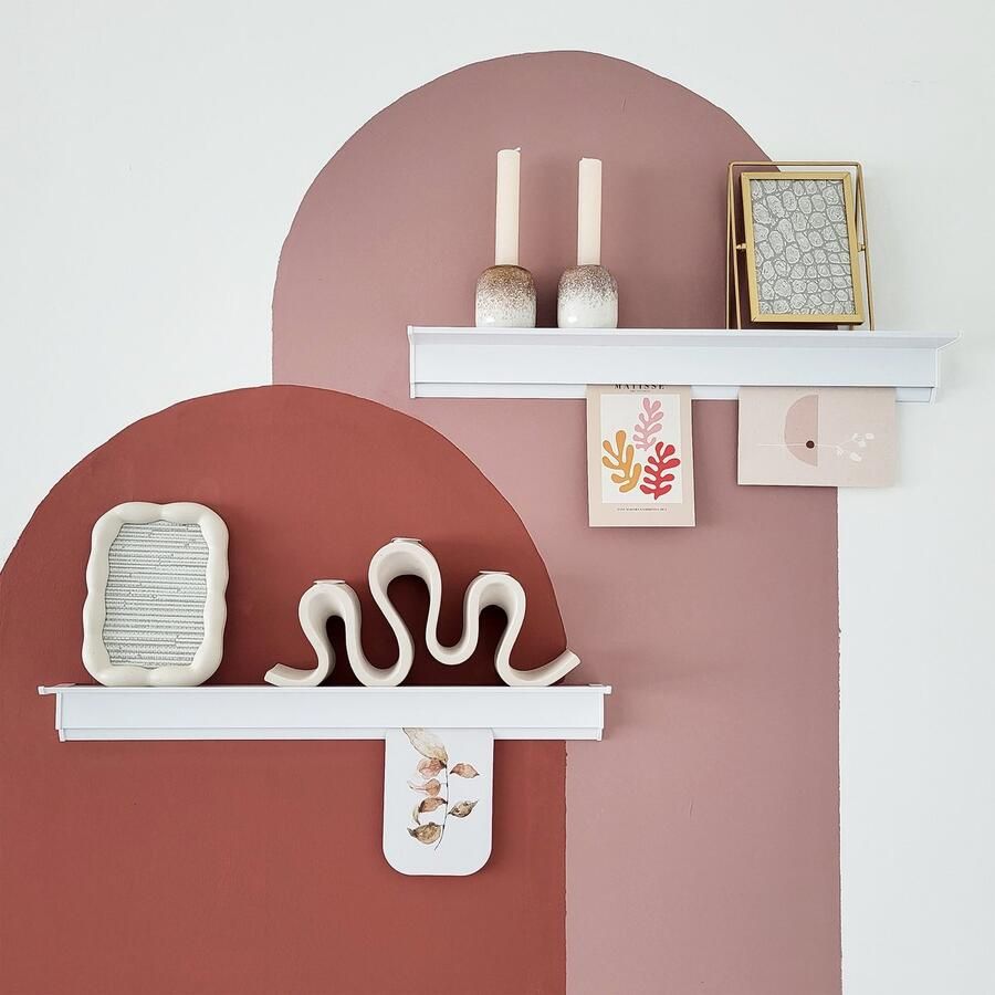 Artiteq Wandplank set van 2 Zwevend Wandplank Fotoplank Wandplak voor fotolijstjes kaarthouder Decoratieplank Overschilderbaar slaapkamer badkamer keuken 50cm x 6cm