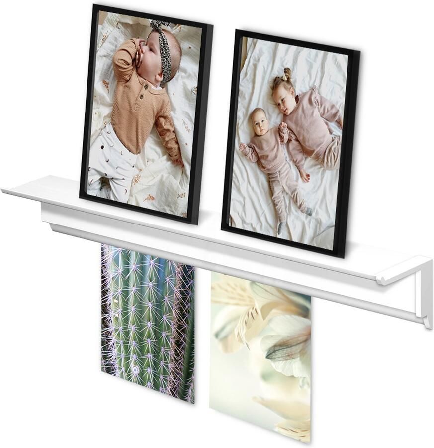 Artiteq Wandplank 1 x Zwevend Wandplank Fotoplank Wandplak voor fotolijstjes kaarthouder Decoratieplank Overschilderbaar slaapkamer badkamer keuken 50cm x 6cm - Foto 2