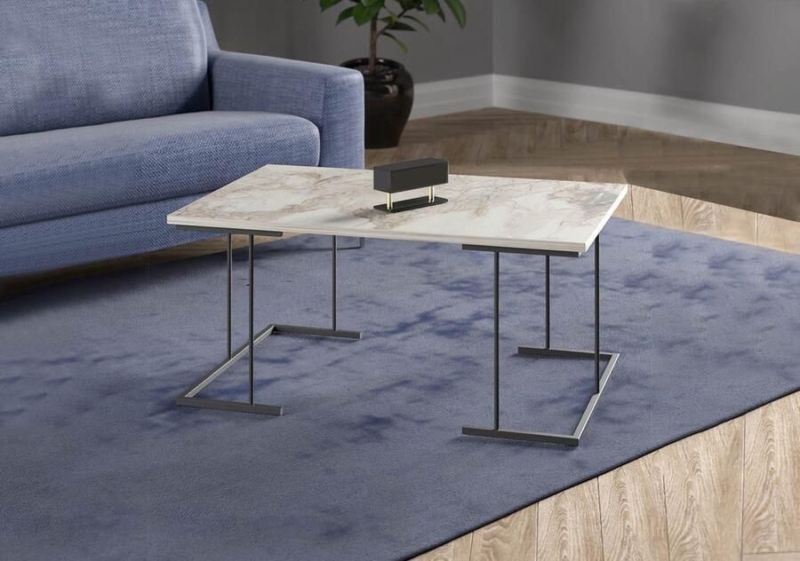 Artiva Salontafel Beige met Marmerlook – Modern en Stijlvol Salontafels 90x60x41 cm