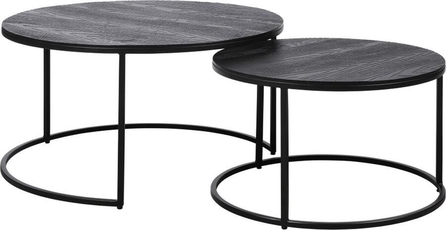 Artiva Salontafels Rond 2 Delig Zwart Salontafel Rond Set van 2 Salontafels rond Ø70 Ø60 Gecoat frame Bijzettafels