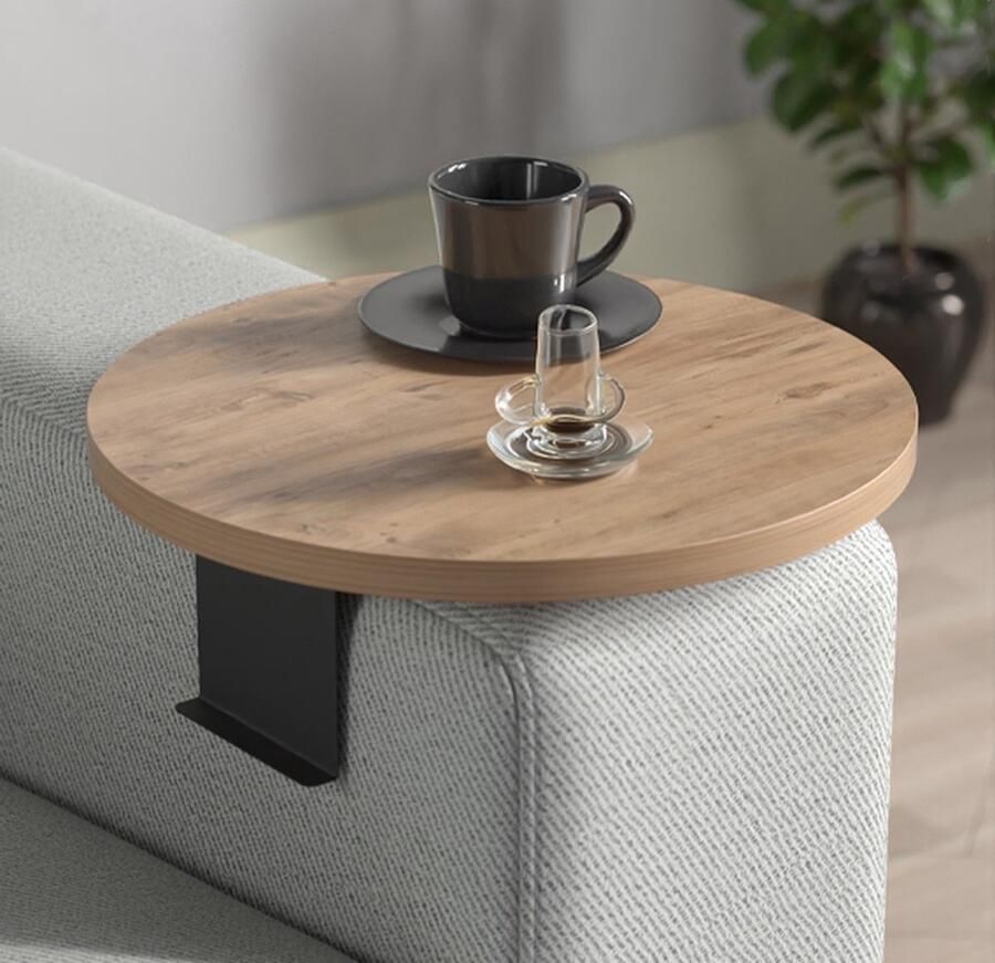 Artiva Living Armleuning Dienblad Rond Bruin